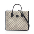 Gucci Tote Bag GG Supreme 2-Way Navy Ivory Leather Small