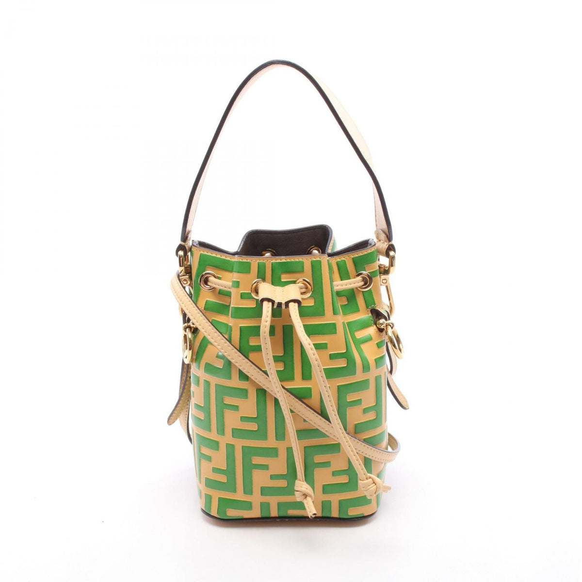 Fendi Handbag Mini Montresor Light Yellow Green Leather Camon Tresor