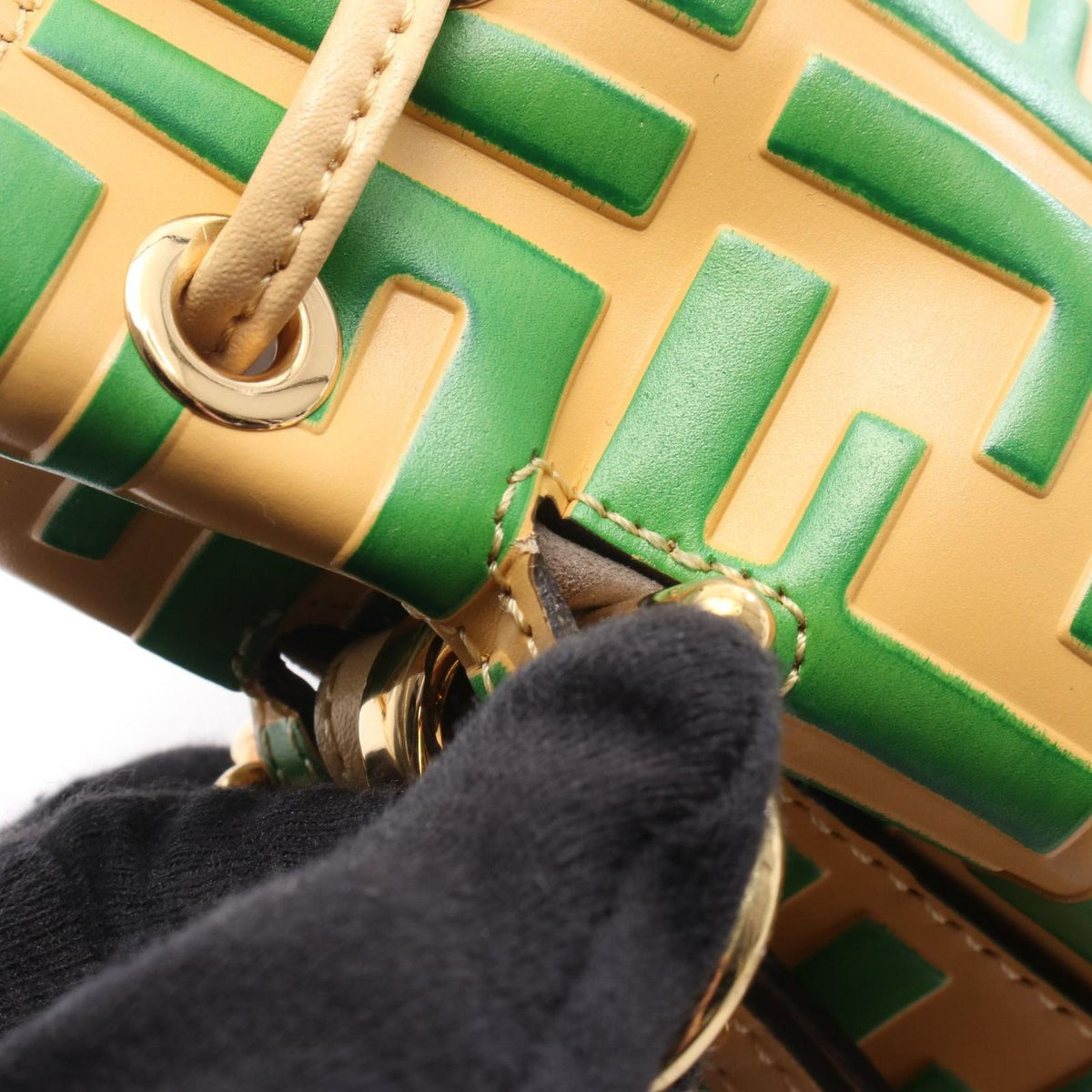 Fendi Handbag Mini Montresor Light Yellow Green Leather Camon Tresor — view 8