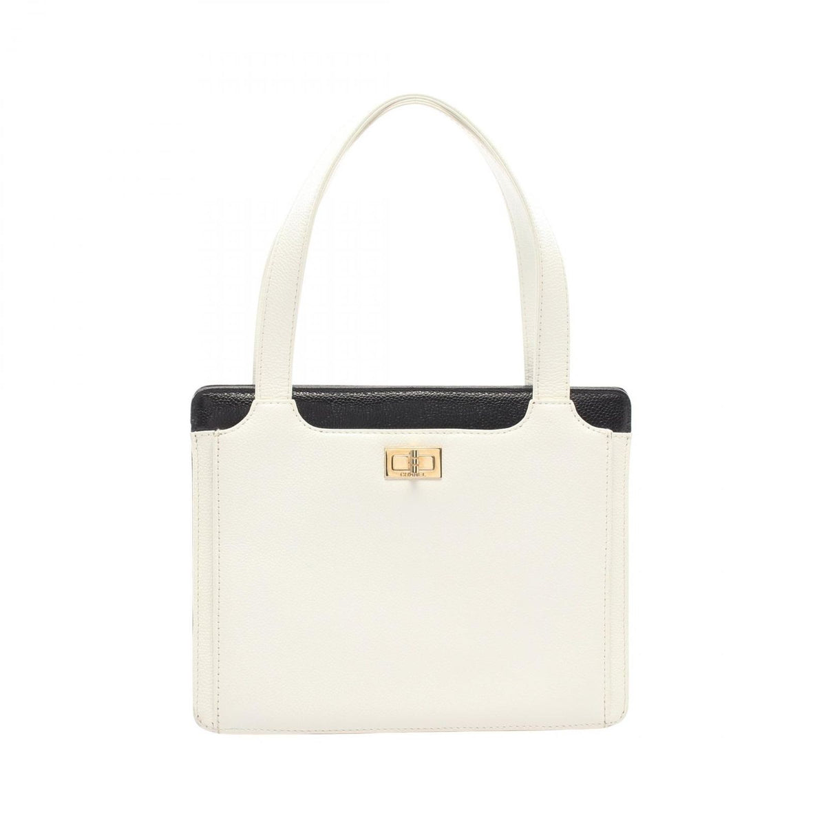 Chanel Tote Bag 2.55 White Black Caviar Leather