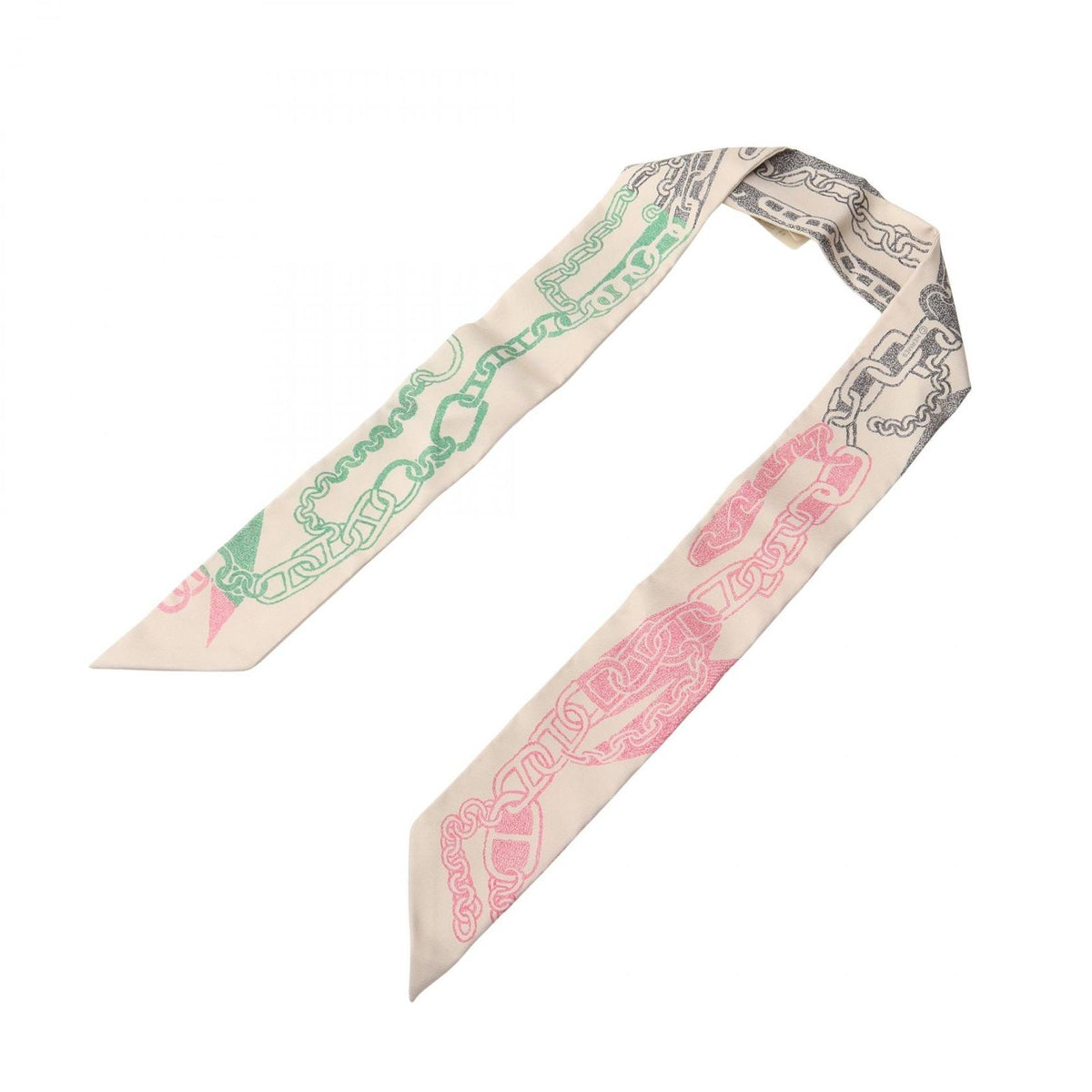 Hermes Scarf Twilly Boucles Et Maillons Fiselle Rose Vif Silk — view 3