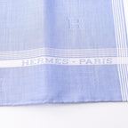 Hermes Scarf H Relief Handkerchief Blue Cotton — view 4