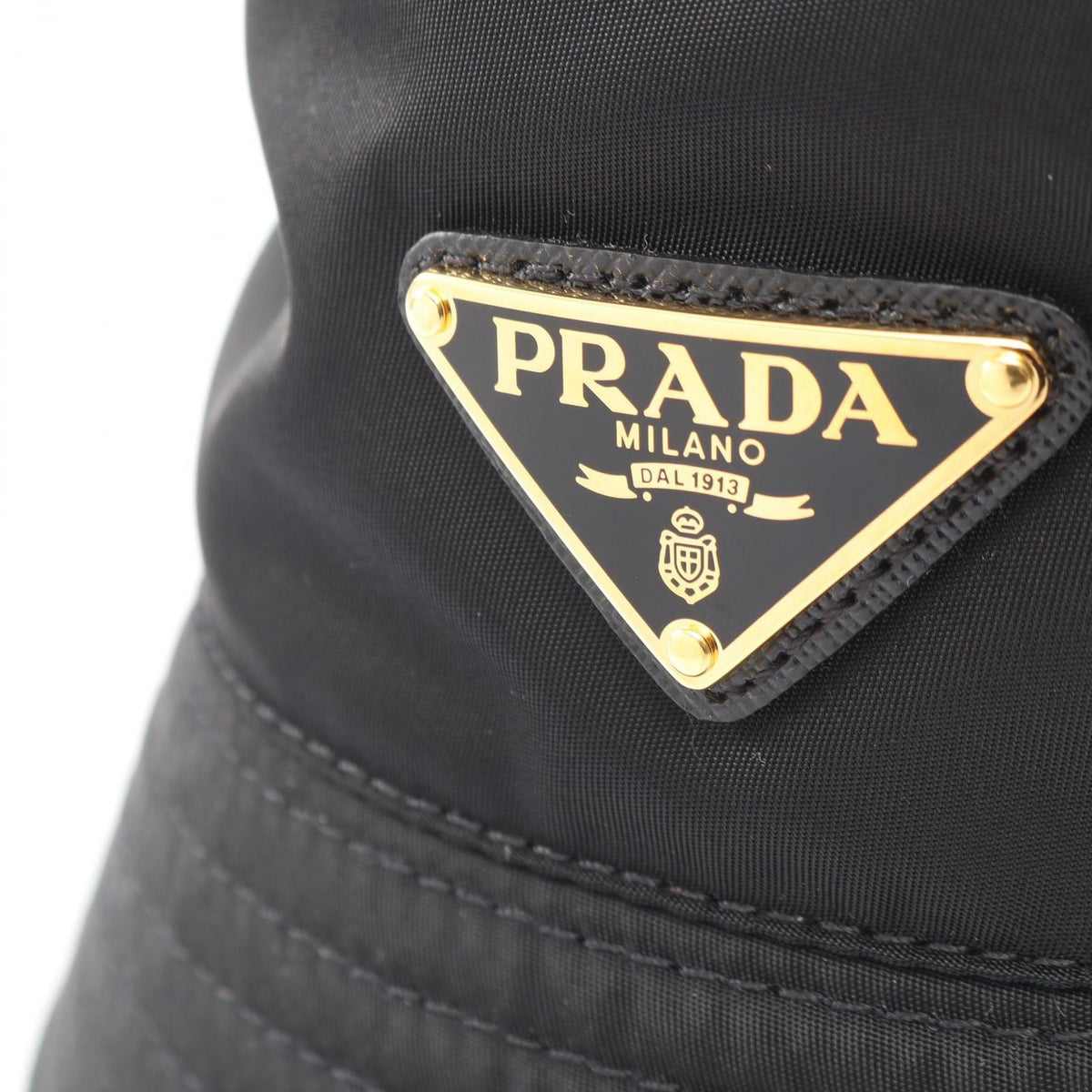 Prada Hat Re-Nylon Triangle Logo Bucket BK Nylon Hat — view 7