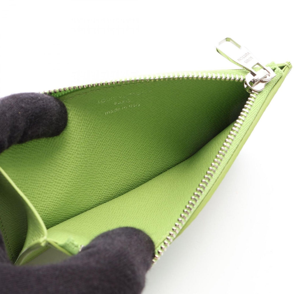 Louis Vuitton Coin Card Holder Case Baseball Green Leather — view 3