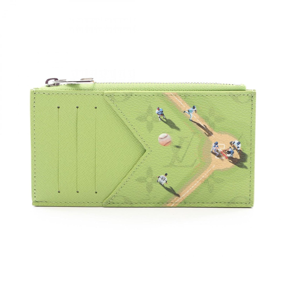 Louis Vuitton Coin Card Holder Case Baseball Green Leather