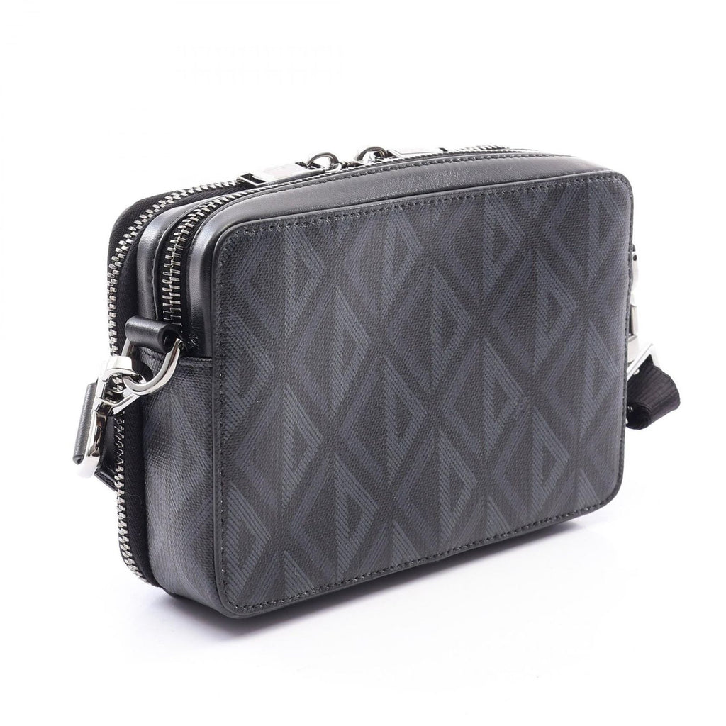 Dior Shoulder Bag CD Diamond Messenger Pouch Black Dark Gray Leather CD — view 2