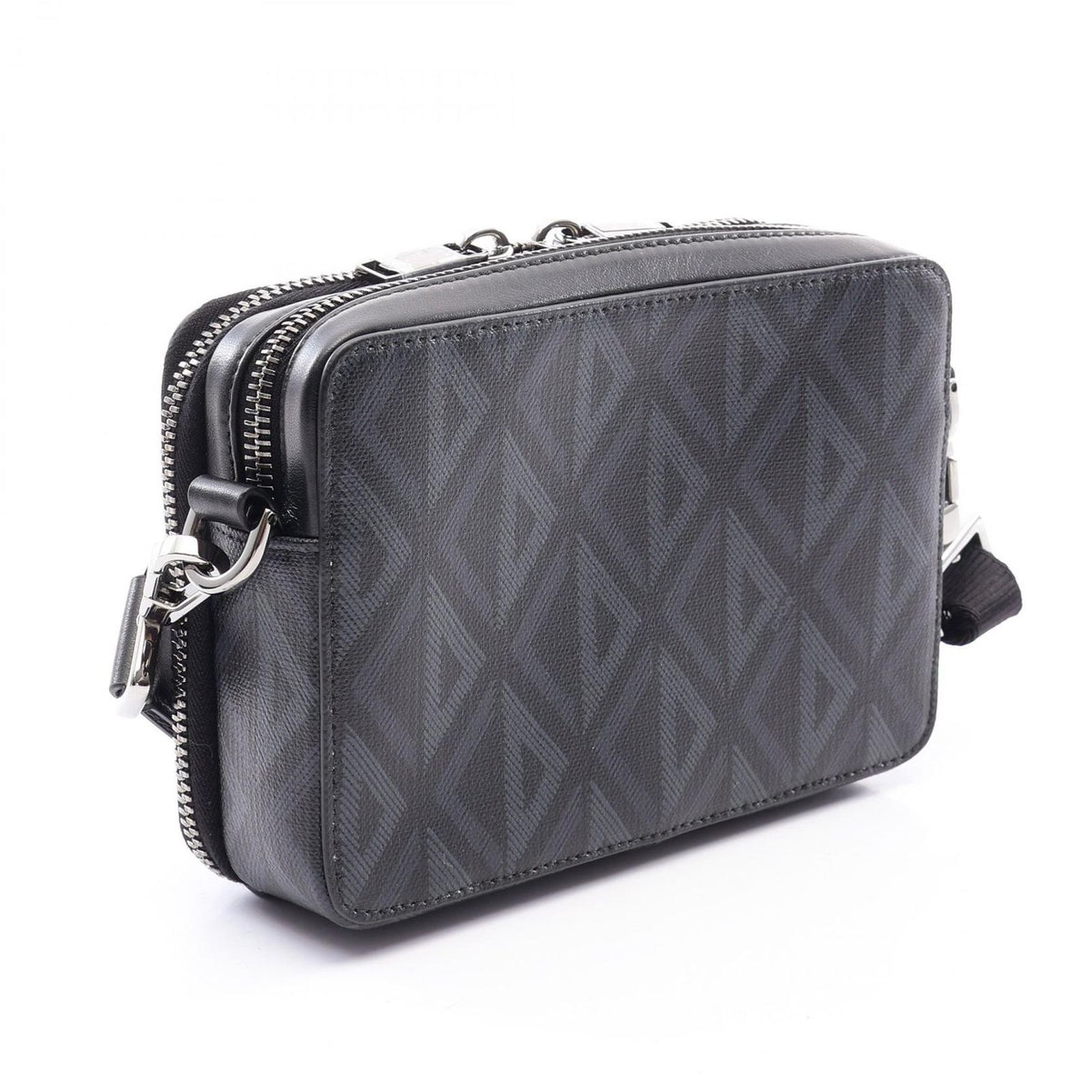 Dior Shoulder Bag CD Diamond Messenger Pouch Black Dark Gray Leather CD — view 2