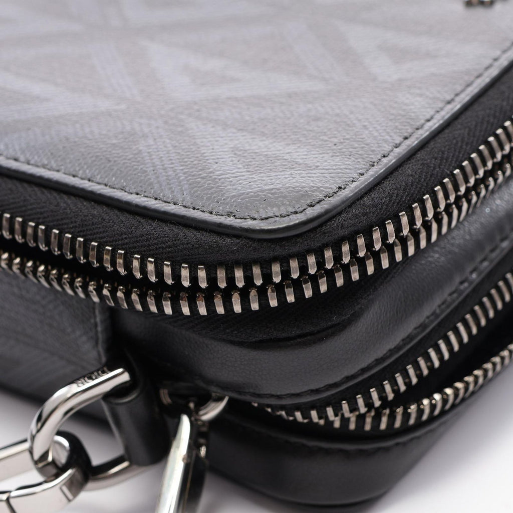 Dior Shoulder Bag CD Diamond Messenger Pouch Black Dark Gray Leather CD — view 5