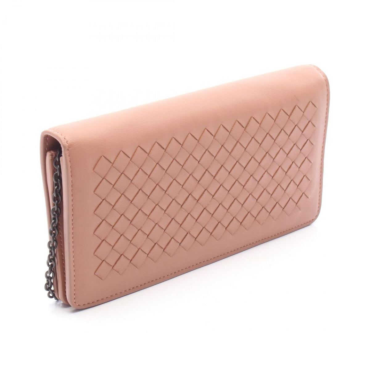 Bottega Veneta Shoulder Bag Intrecciato Pink Beige Lambskin Chain Wallet — view 2