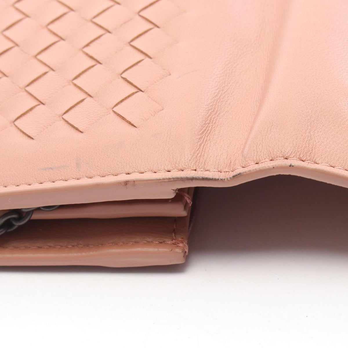 Bottega Veneta Shoulder Bag Intrecciato Pink Beige Lambskin Chain Wallet — view 6
