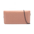 Bottega Veneta Shoulder Bag Intrecciato Pink Beige Lambskin Chain Wallet