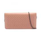 Bottega Veneta Shoulder Bag Intrecciato Pink Beige Lambskin Chain Wallet