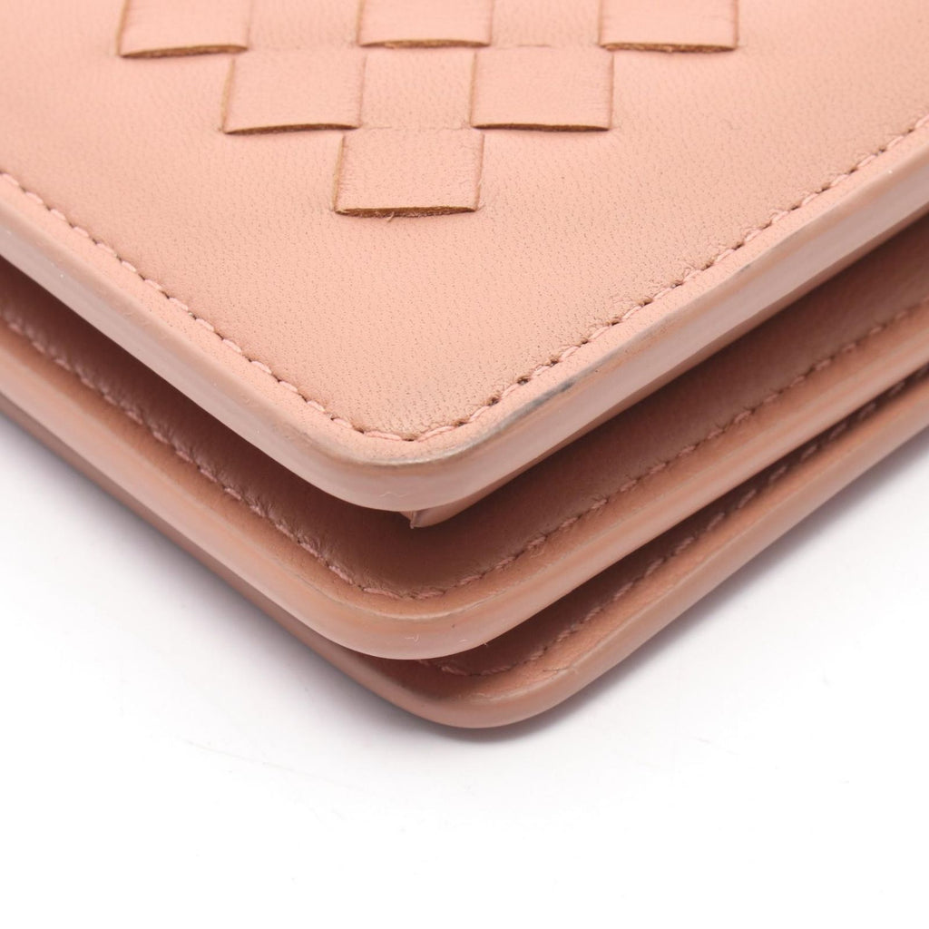 Bottega Veneta Shoulder Bag Intrecciato Pink Beige Lambskin Chain Wallet — view 8