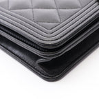 Chanel Shoulder Bag Boy Quilted Black Caviar Leather Chain Wallet — view 8