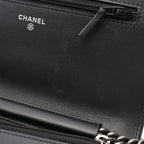 Chanel Shoulder Bag Boy Quilted Black Caviar Leather Chain Wallet — view 7