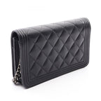 Chanel Shoulder Bag Boy Quilted Black Caviar Leather Chain Wallet — view 2