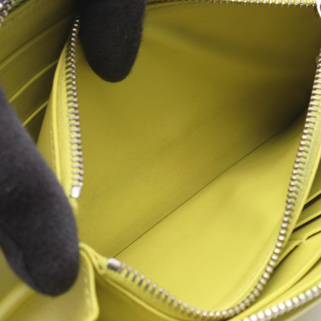 Bottega Veneta Round Wallet Maxi Intrecciato Lime Leather — view 7