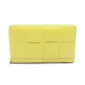Bottega Veneta Round Wallet Maxi Intrecciato Lime Leather