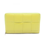 Bottega Veneta Round Wallet Maxi Intrecciato Lime Leather