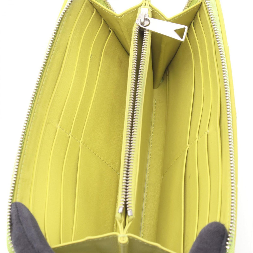 Bottega Veneta Round Wallet Maxi Intrecciato Lime Leather — view 3