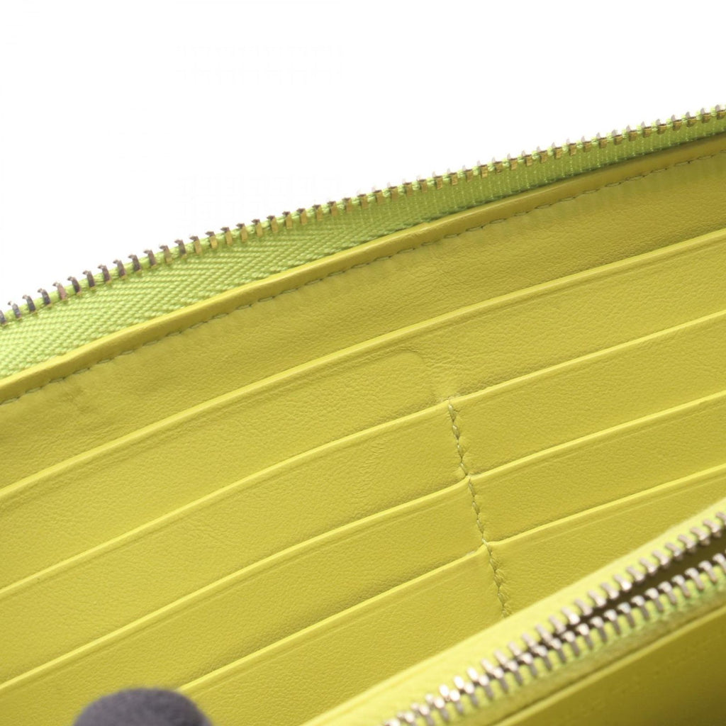 Bottega Veneta Round Wallet Maxi Intrecciato Lime Leather — view 5