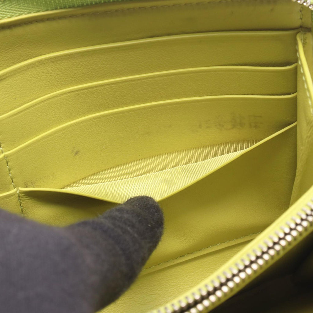 Bottega Veneta Round Wallet Maxi Intrecciato Lime Leather — view 8