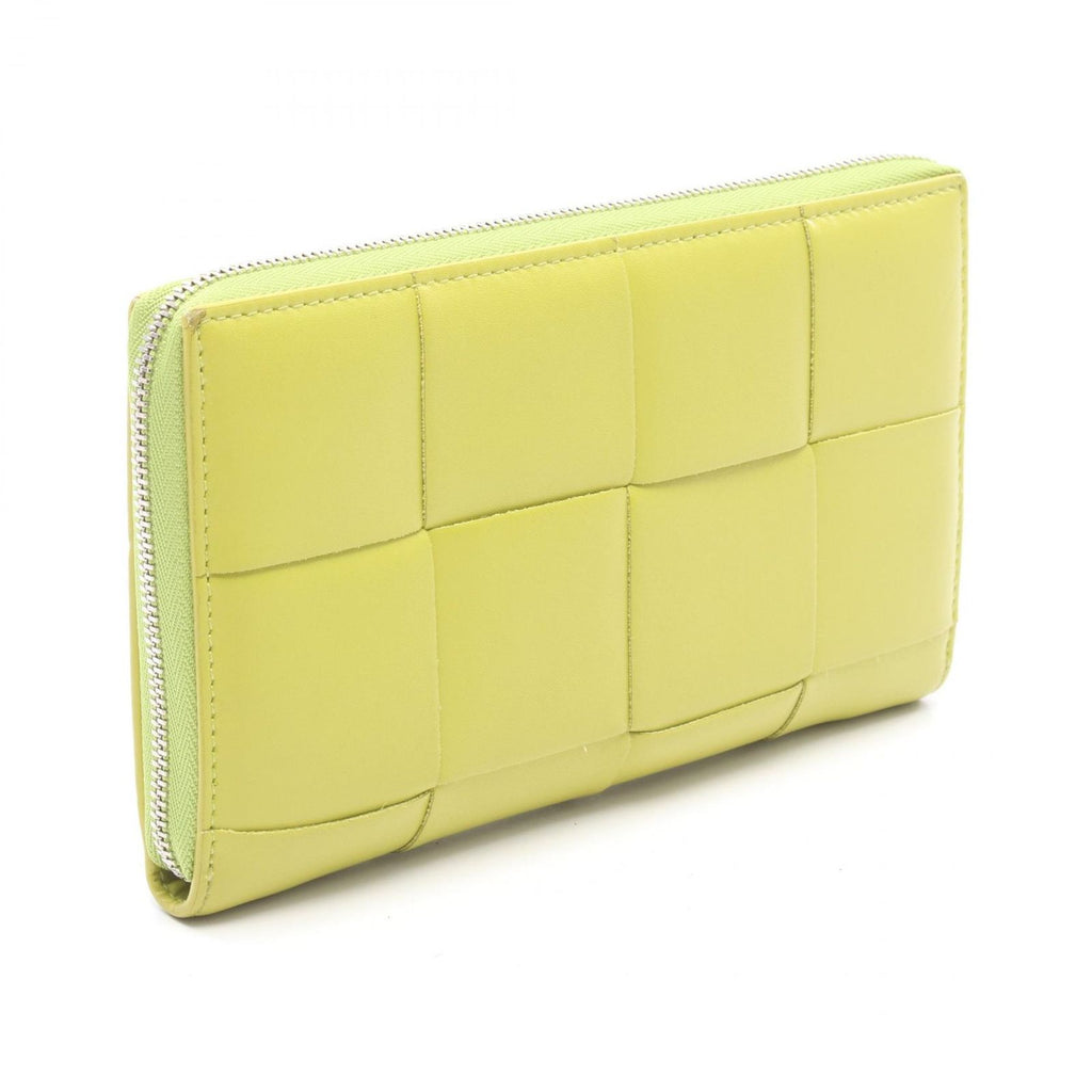 Bottega Veneta Round Wallet Maxi Intrecciato Lime Leather — view 2