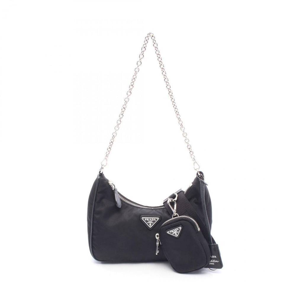 Prada Shoulder Bag Re Edition 2005 Black Nylon Leather 2-Way