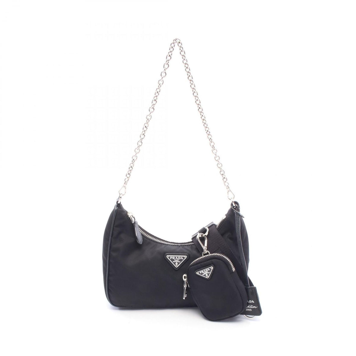 Prada Shoulder Bag Re Edition 2005 Black Nylon Leather 2-Way