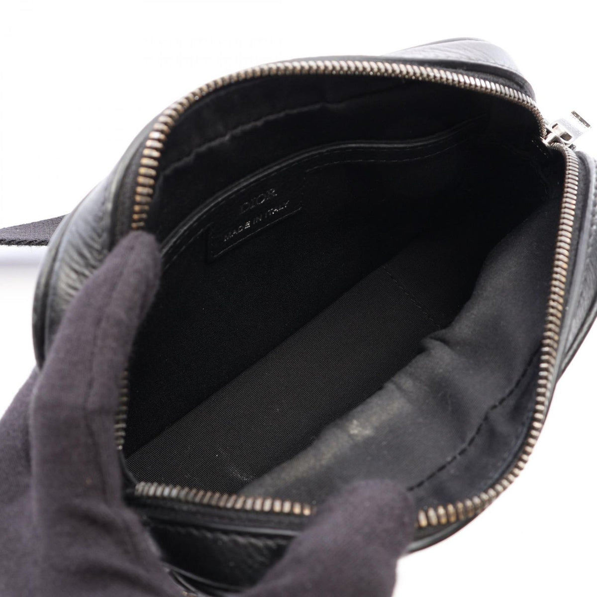 Dior Shoulder Bag Rider 2.0 Zip Mini Black Beige Leather Canvas Oblique — view 3