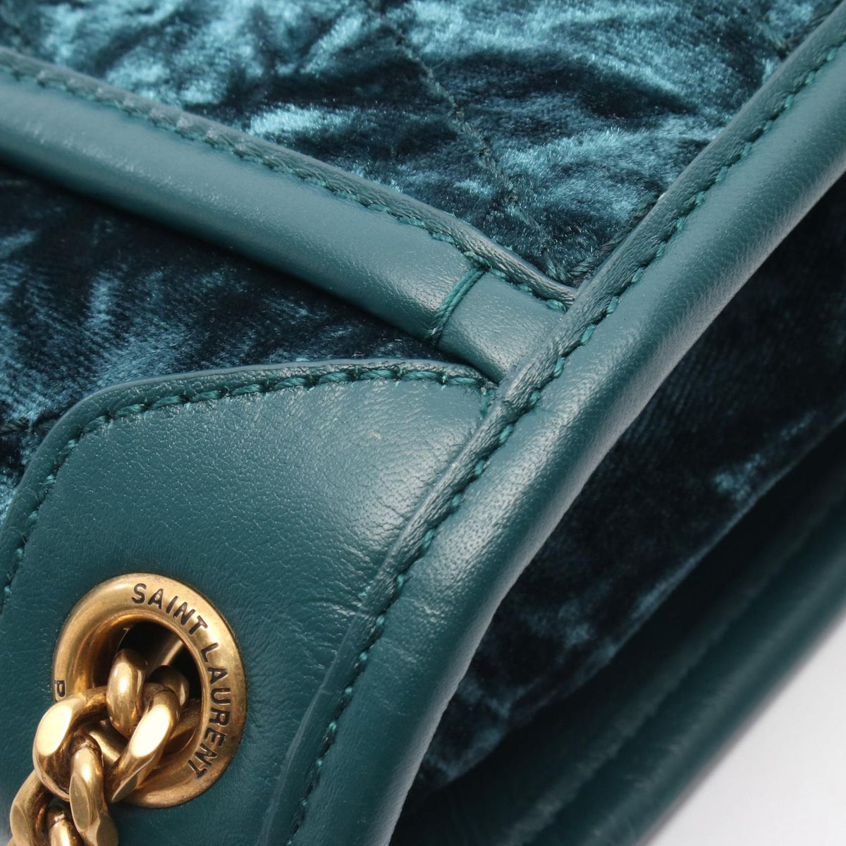 Saint Laurent Paris Shoulder Bag Niki Baby Blue Green Fabric — view 6