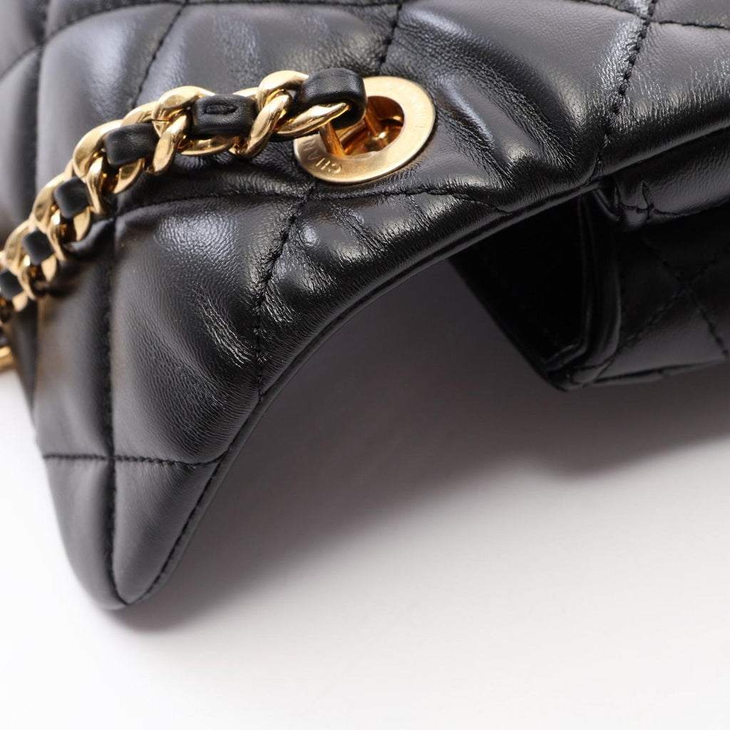 Chanel Shoulder Bag Quilted Small Flap Black Lambskin Chain — view 7