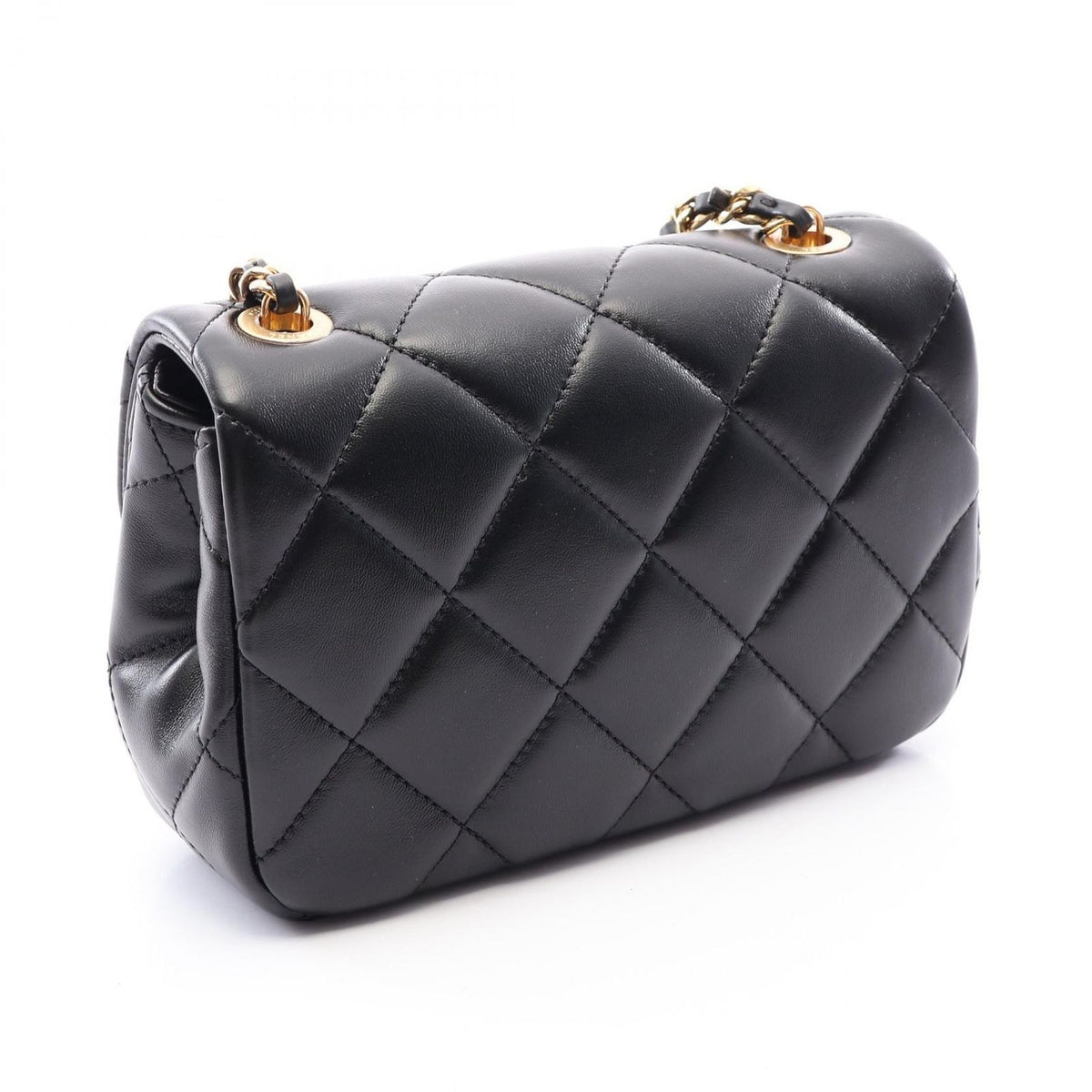 Chanel Shoulder Bag Quilted Small Flap Black Lambskin Chain — view 2