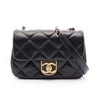 Chanel Shoulder Bag Quilted Small Flap Black Lambskin Chain