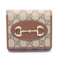 Gucci Bifold Wallet Horsebit GG Supreme Beige Brown Leather Compact