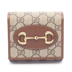 Gucci Bifold Wallet Horsebit GG Supreme Beige Brown Leather Compact