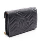 Gucci Shoulder Bag GG Marmont Black Leather Quilted Chain Wallet — view 2