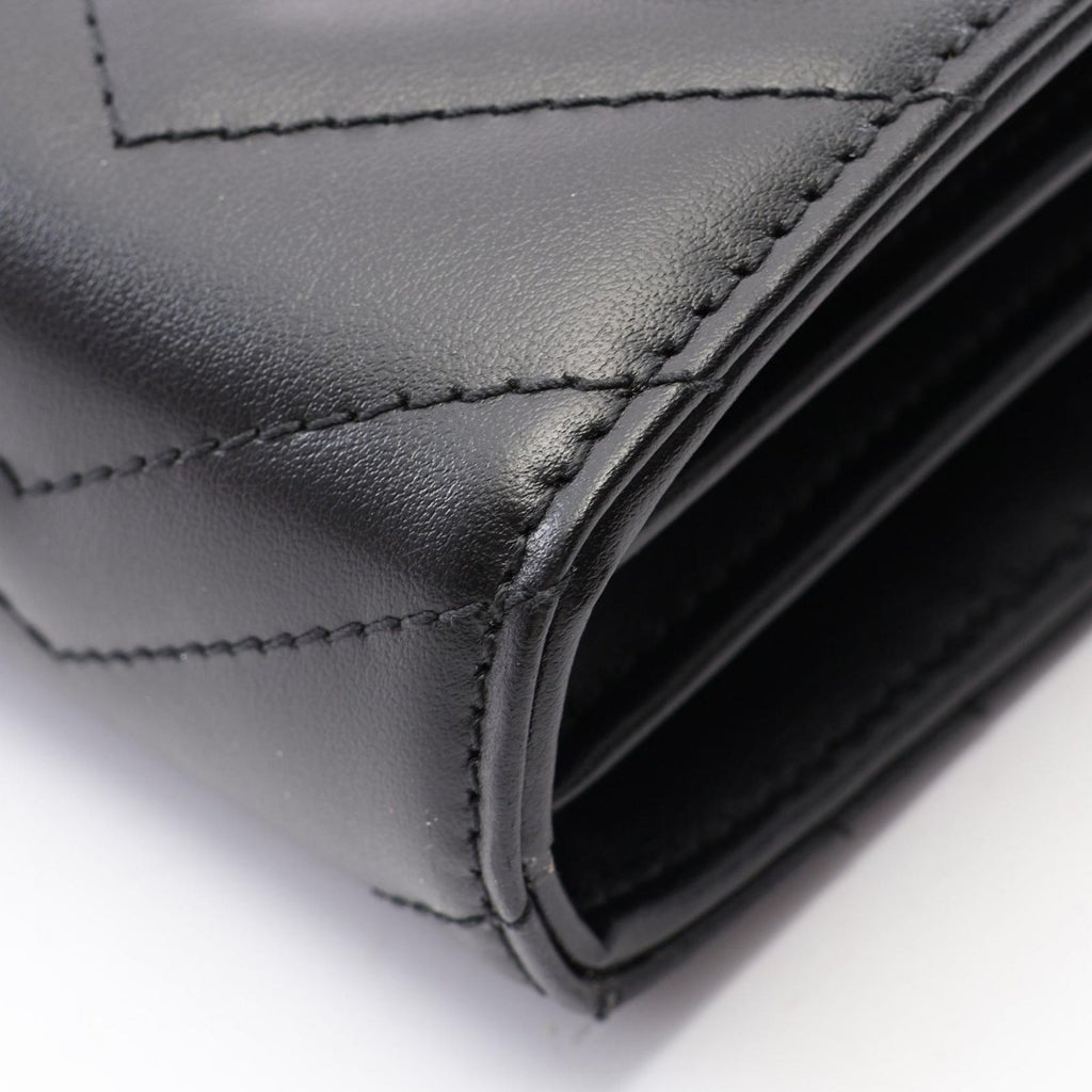 Gucci Shoulder Bag GG Marmont Black Leather Quilted Chain Wallet — view 5