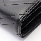 Gucci Shoulder Bag GG Marmont Black Leather Quilted Chain Wallet — view 5