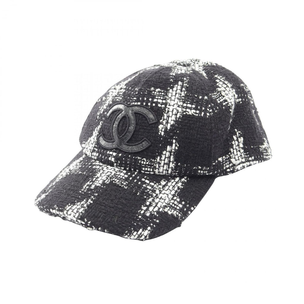 Chanel Cap CC Logo Tweed Cotton Cap Hat