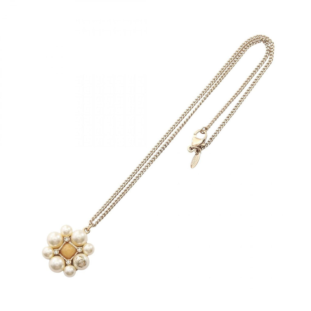 Chanel Necklace CC Logo Flower YG — view 3