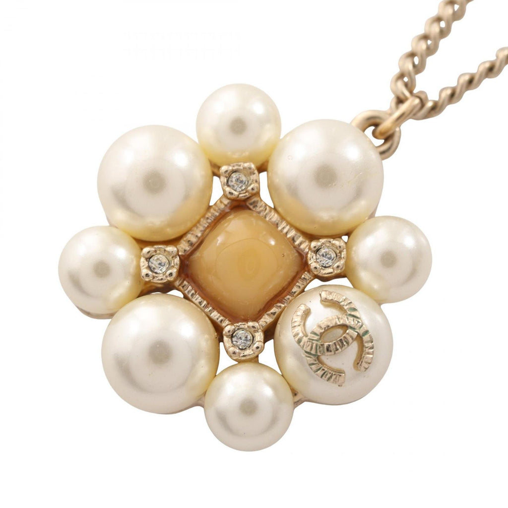 Chanel Necklace CC Logo Flower YG