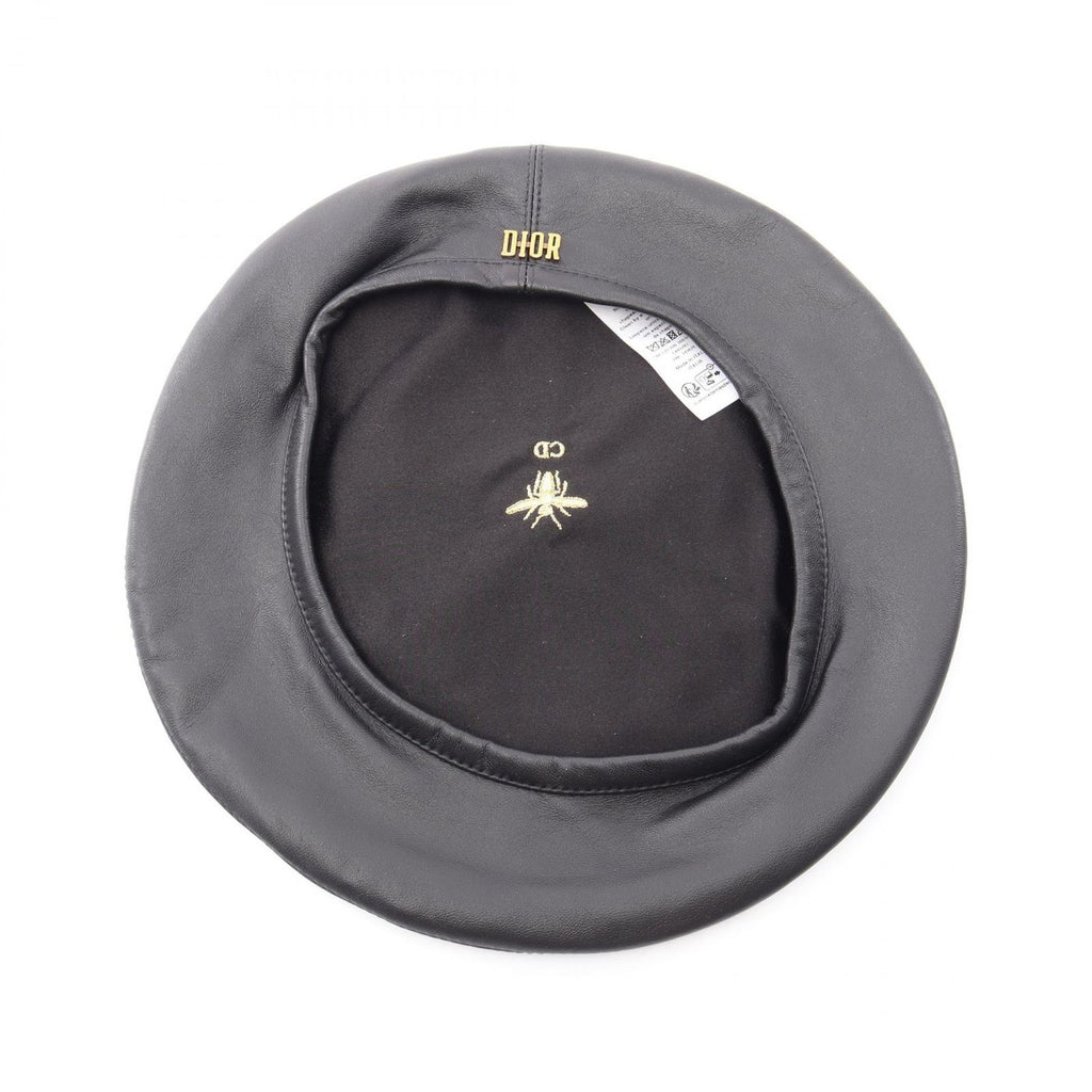 Dior D-dream Metal Logo Beret Leather Hat — view 3