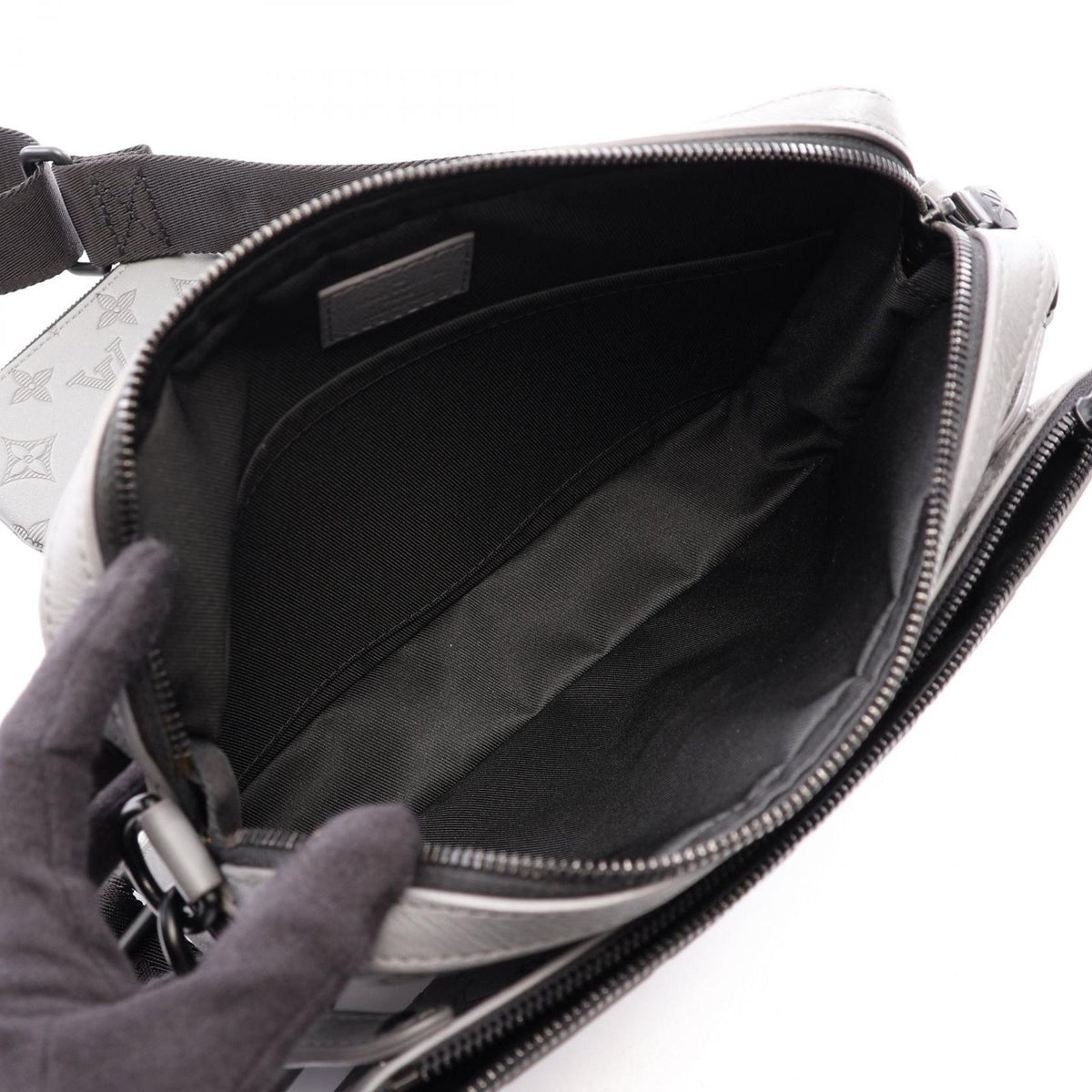 Louis Vuitton Shoulder Bag Trio Messenger Monogram Shadow Gray Leather — view 3