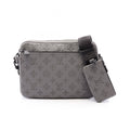 Louis Vuitton Shoulder Bag Trio Messenger Monogram Shadow Gray Leather