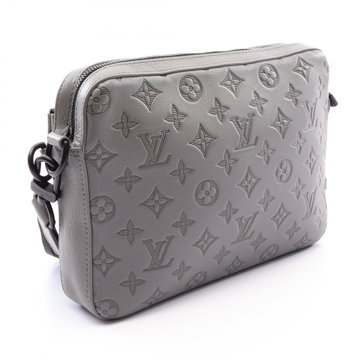 Louis Vuitton Shoulder Bag Trio Messenger Monogram Shadow Gray Leather — view 2