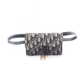 Dior Waist Bag Saddle Oblique Belt Pouch S Navy Ivory Canvas Leather