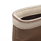 Prada Tote Bag Logo Jacquard Beige Brown White Canvas Leather — view 5