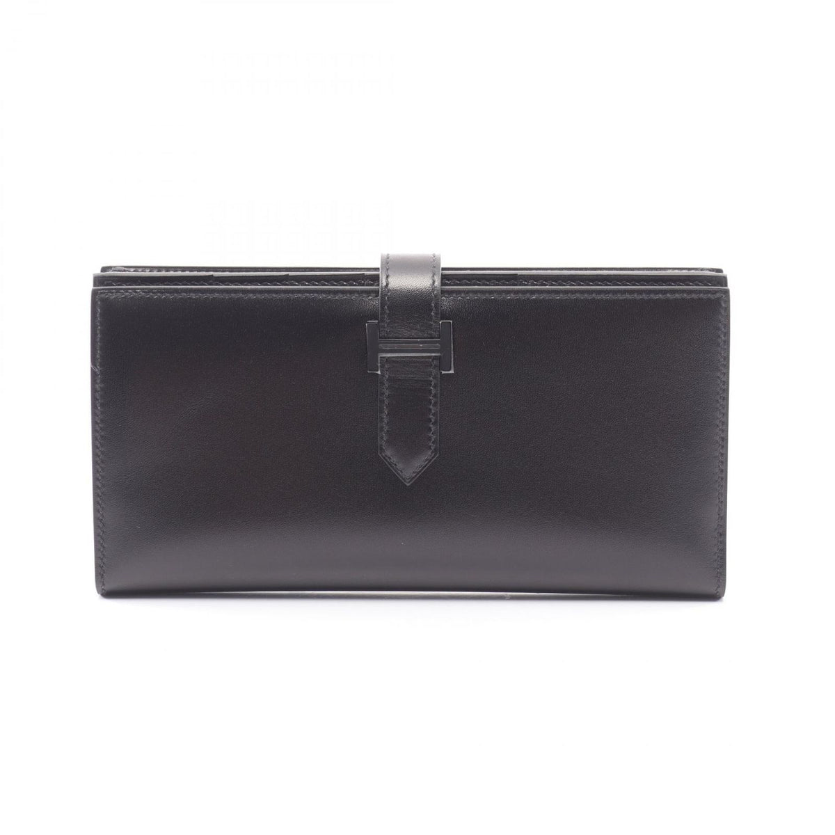 Hermes Bifold Wallet Bearn Soufflet Monochrome Black Calfskin