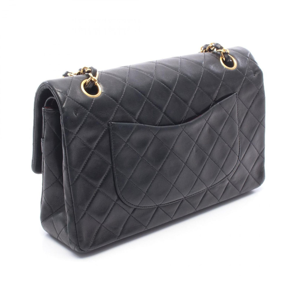 Chanel Shoulder Bag Quilted Double Flap Black Lambskin Chain — view 2